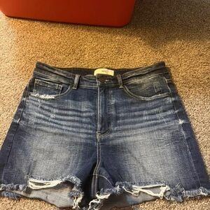 BKE Dark Blue Distressed Jean Shorts